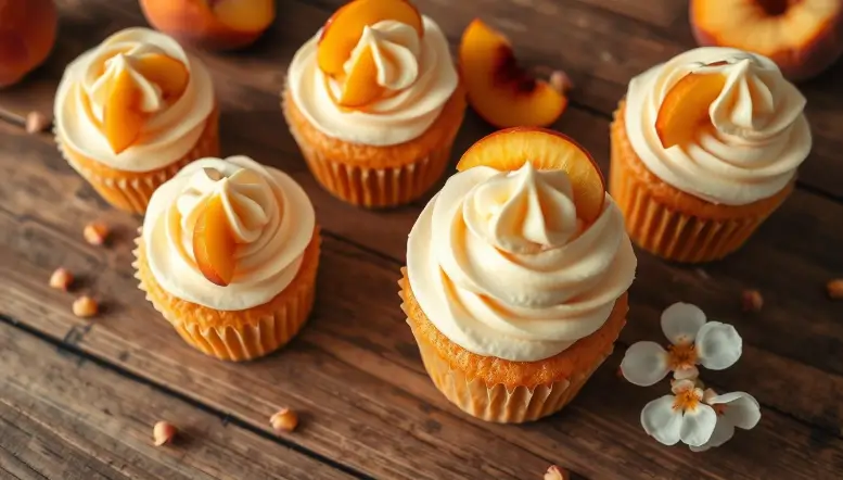 Honey Peach Cream Cheese Cupcakes